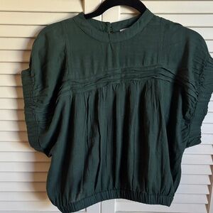 Pilcro Deep Green Pleated Blouse